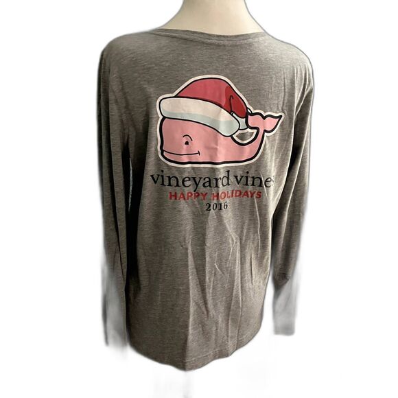 Vineyard Vines Happy Holiday 2016 Pocket Long Sleeve Size Medium - Picture 3 of 4